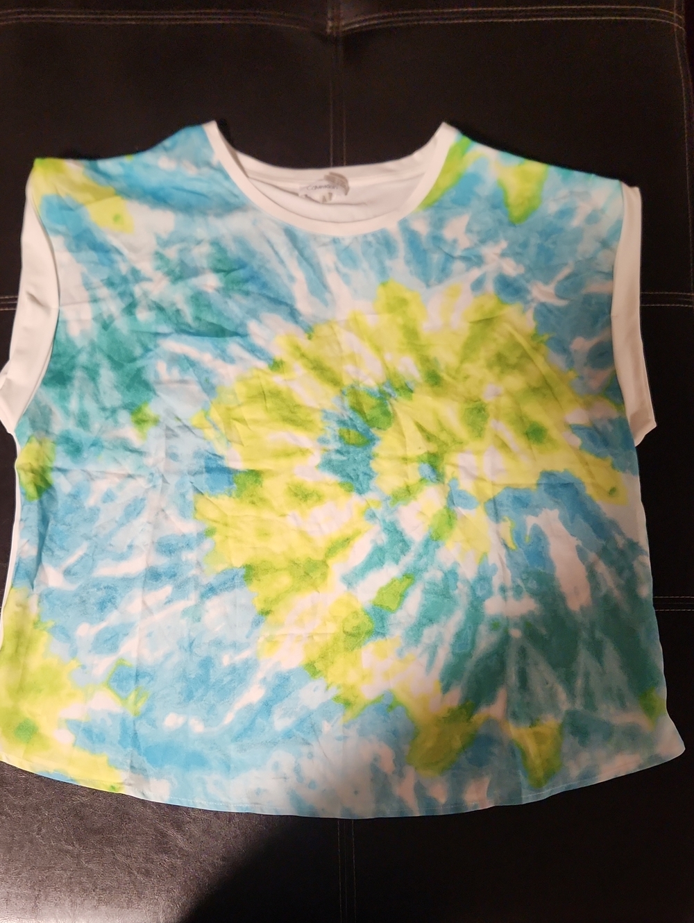 Women's Tie-Dye Short Sleeve Top - Blue & Lime